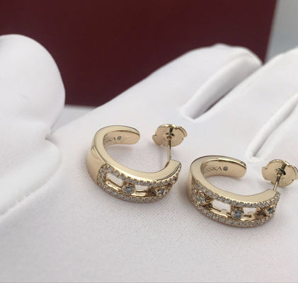 Ouro 18K Diamond Earrings Yellow Gold à moda completo de Diamond Elegant
