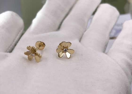 Brincos originais do ouro de Luster Diamond 18K com a pétala dada forma coração