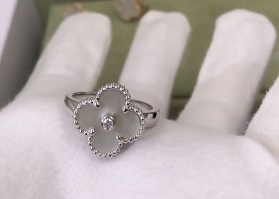Romântico CONTRA o diamante acoplamento Ring For Bride do ouro branco de 18 quilates